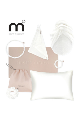 Подарунковий набір білий  MON MOU Silk Hair Kit