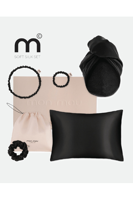 Подарунковий набір чорний MON MOU Silk Hair Kit